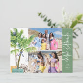 Waterverf Tropische Mele Kalikimaka 2 Foto Feestdagenkaart (Staand voorkant)