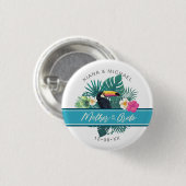 Waterverf Tropische moeder van Bride Blauwgroen ID Ronde Button 3,2 Cm (Voorkant /achterkant)