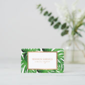 Waterverf Tropische Monstera bladeren Patroon II Visitekaartje (Staand voorkant)