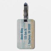 waterverf tropische oceaan met zeester bagagelabel (Achterkant verticaal)