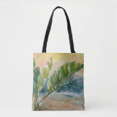 Waterverf Tropische oceaanpalmbomen Tote Bag (Voorkant)