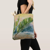 Waterverf Tropische oceaanpalmbomen Tote Bag (Dichtbij)