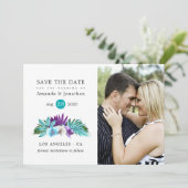 Waterverf Tropische orchideeën Beach Weddenschap Save The Date (Staand voorkant)