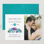 Waterverf Tropische orchideeën Beach Weddenschap Save The Date (Voorkant / Achterkant)