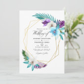 Waterverf Tropische orchideeën Geometric Wedding I Kaart (Staand voorkant)