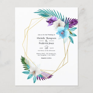 Waterverf Tropische orchideeën Geometrische bruilo Flyer