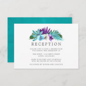 Waterverf Tropische orchideeën Geometrische bruilo Informatiekaartje (Voorkant / Achterkant)