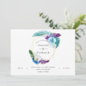 Waterverf Tropische orchideeën Geometrische bruilo Kaart (Staand voorkant)