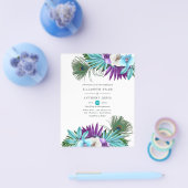 Waterverf Tropische orchideeën Peacock Wedding Flyer (Enkel)