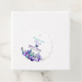 Waterverf tropische paarse bloemenbruidsbrunch bedankjes labels (In situ)