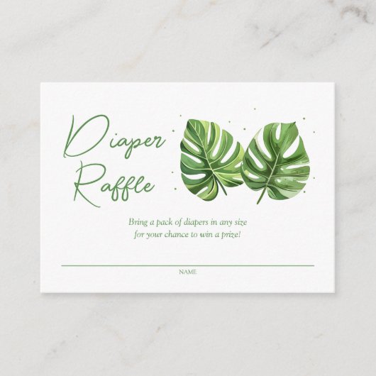 Waterverf Tropische Palm Baby shower Luier Raffle Informatiekaartje (Voorkant)