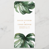 Waterverf tropische palm + goudbruiloft menu (Achterkant)