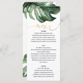 Waterverf tropische palm + goudbruiloft menu (Voorkant / Achterkant)