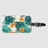 Waterverf tropische palm, Hawaiian Hibiskus Bagagelabel (Voorkant (horizontaal))