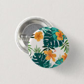 Waterverf tropische palm, Hawaiian Hibiskus Ronde Button 3,2 Cm (Voorkant /achterkant)