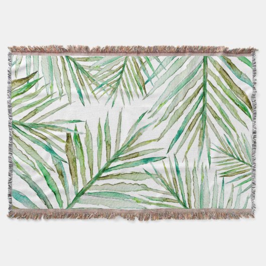 Waterverf Tropische palm Leaf Deken (Voorkant)