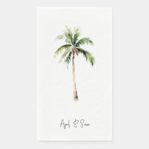 Waterverf Tropische Palm Script Namen Bruiloft Servet