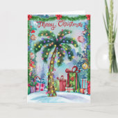 Waterverf Tropische Palm Tree Kerst Kaart (Voorkant)