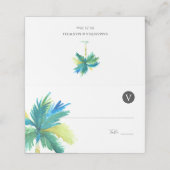 Waterverf Tropische Palm Tree Wedding Plaatskaartje (Buitenkant ongevouwen)