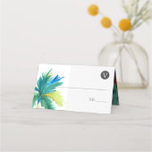 Waterverf Tropische Palm Tree Wedding Plaatskaartje (Voorkant)