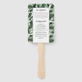 Waterverf tropische palmblad bruiloft hand fan handwaaier (Achterkant)