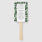 Waterverf tropische palmblad bruiloft hand fan handwaaier (Achterkant)
