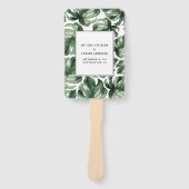 Waterverf tropische palmblad bruiloft hand fan handwaaier (Voorkant)