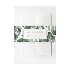 Waterverf tropische palmblad bruiloft uitnodigingen wikkel