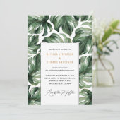 Waterverf tropische palmbladbruiloft aankondiging (Staand voorkant)