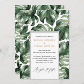 Waterverf tropische palmbladbruiloft aankondiging (Voorkant / Achterkant)