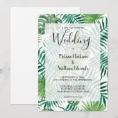 Waterverf tropische palmbladeren Beach bruiloft Save The Date (Voorkant / Achterkant)