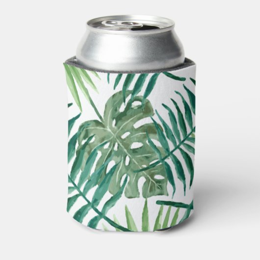 Waterverf Tropische palmbladeren Blikjeskoeler (Blikje Achterkant)