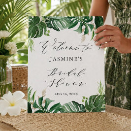 Waterverf Tropische Palmbladeren Bruidsborrel Bord Poster
