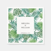 Waterverf tropische palmbladeren bruiloft servet (Voorkant)