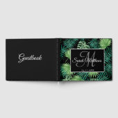 Waterverf tropische palmbladeren monogram bruiloft gastenboek (Volledig)