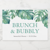 Waterverf Tropische palmbladeren Sparkling Wijnetiket (Enkel label)