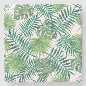 Waterverf Tropische palmbladeren Stenen Onderzetter (Voorkant)