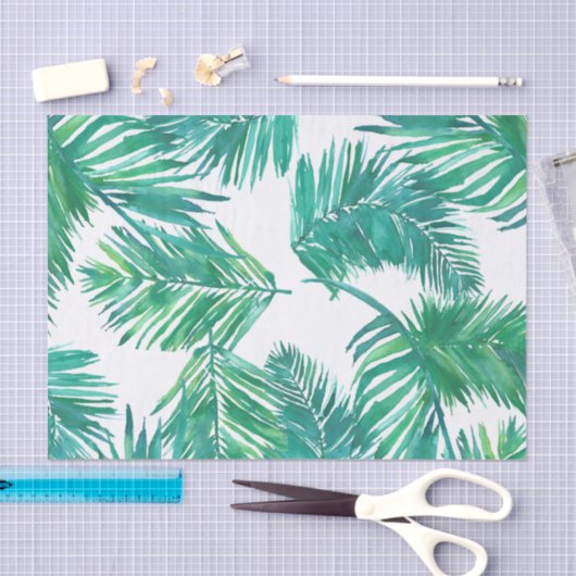 waterverf tropische palmbladeren tissuepapier (Craft)