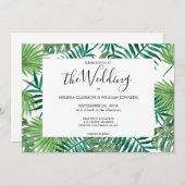 Waterverf tropische palmbladeren trouwuitnodiging save the date (Voorkant / Achterkant)
