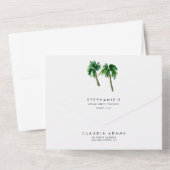 Waterverf Tropische palmbomen Bachelorette All In One Uitnodiging (Achterkant)