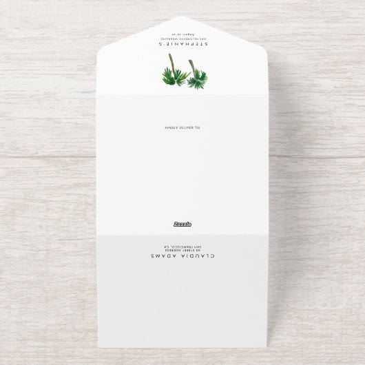 Waterverf Tropische palmbomen Bachelorette All In One Uitnodiging (Buiten)