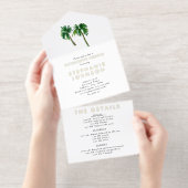 Waterverf Tropische palmbomen Bachelorette All In One Uitnodiging (Uittrekbaar)