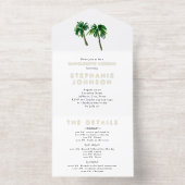 Waterverf Tropische palmbomen Bachelorette All In One Uitnodiging (Binnenkant)