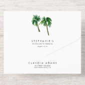 Waterverf Tropische palmbomen Bachelorette All In One Uitnodiging (Achterzijde)