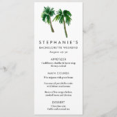 Waterverf Tropische palmbomen Bachelorette Menu (Voorkant)