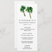 Waterverf Tropische palmbomen Bachelorette Menu (Voorkant / Achterkant)