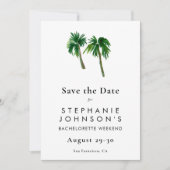 Waterverf Tropische palmbomen Bachelorette Save The Date (Voorkant)