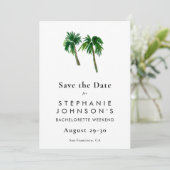 Waterverf Tropische palmbomen Bachelorette Save The Date (Staand voorkant)