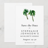 Waterverf Tropische palmbomen Bachelorette Save The Date (Voorkant / Achterkant)