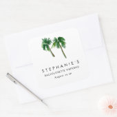 Waterverf Tropische palmbomen Bachelorette Vierkante Sticker (Envelop)